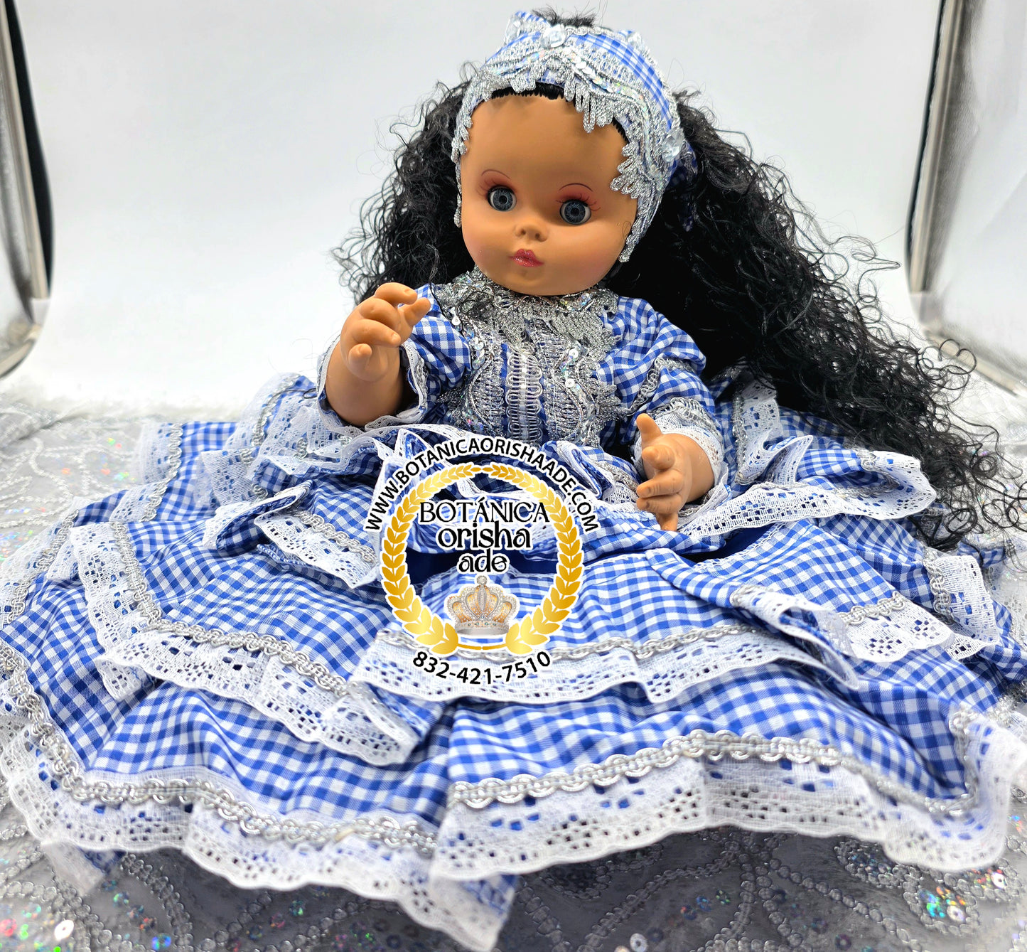 MUÑECA PEQUEÑA VESTIDA DE GINGA AZUL