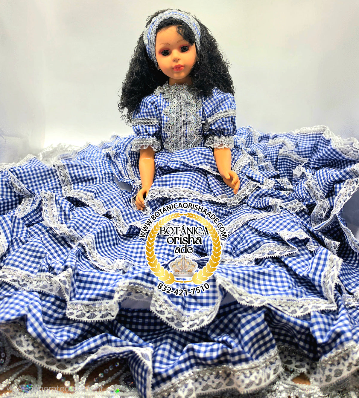 MUÑECA GRANDE VESTIDA DE AZUL OSCURO DE GINGA