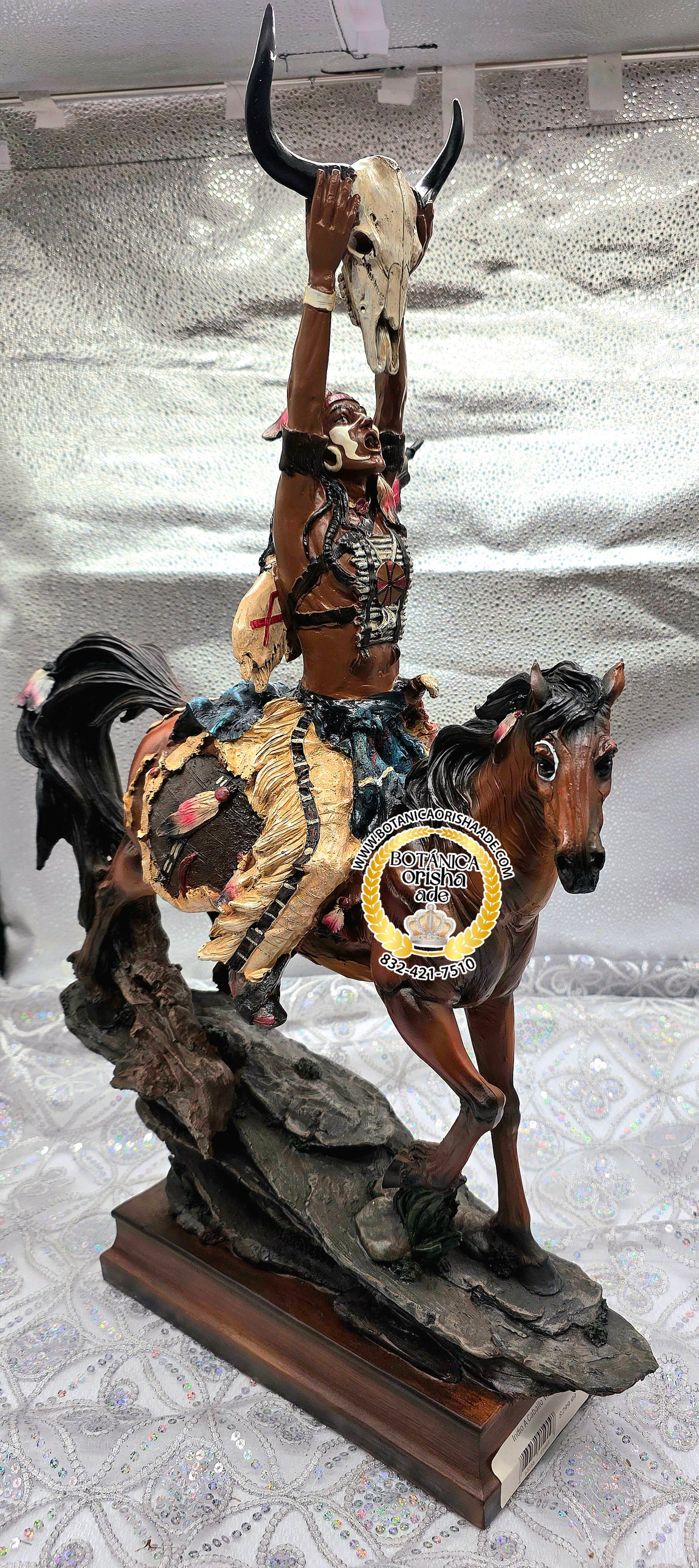 ESTATUA DE INDIO A CABALLO 26"