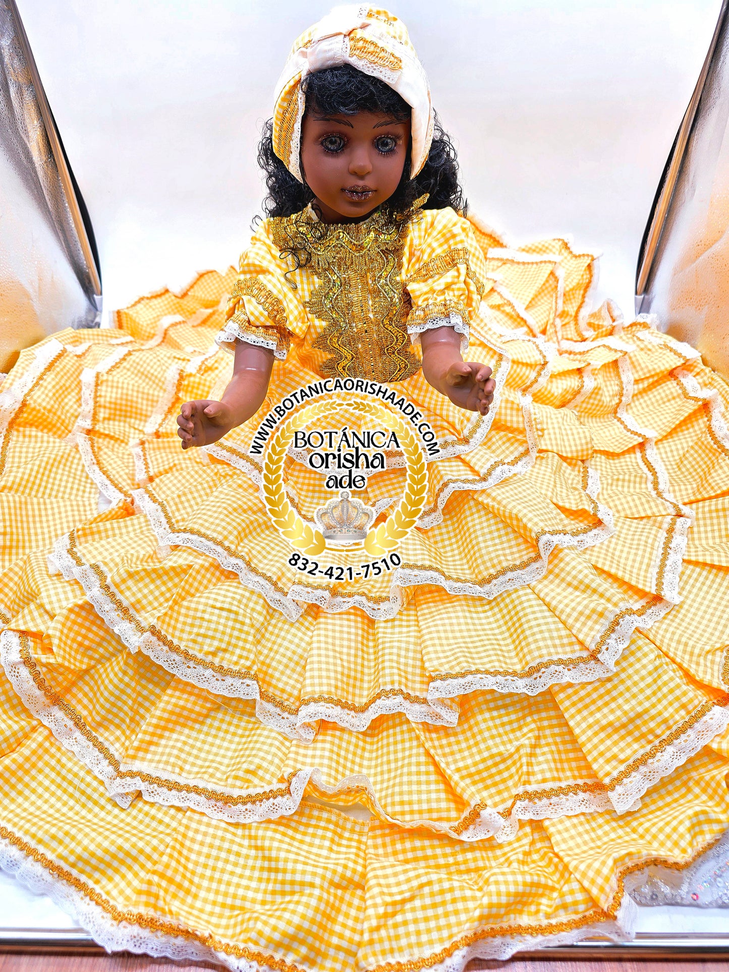 MUÑECA GRANDE VESTIDA DE GINGA AMARILLA