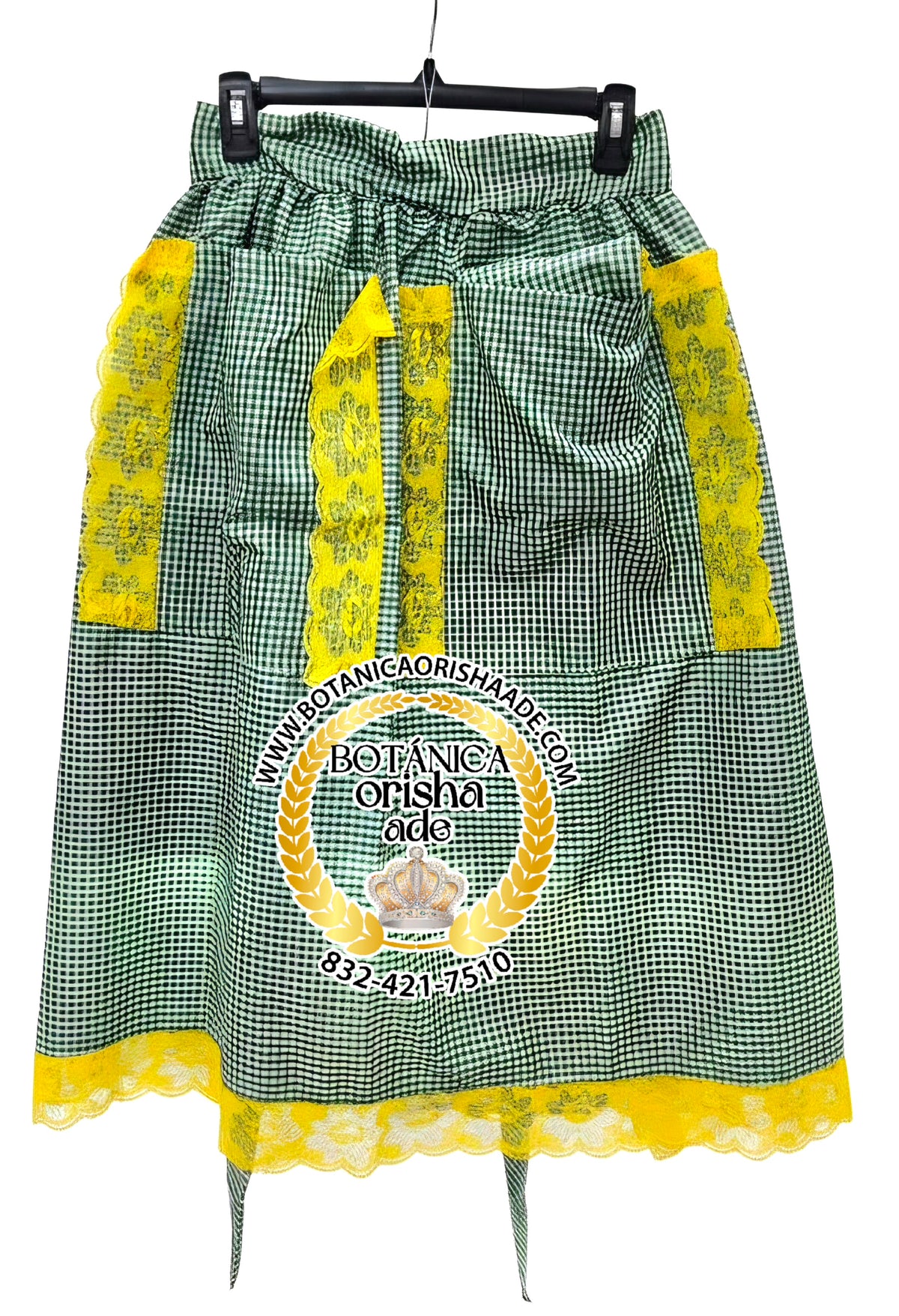 DELANTAR CORTO CON QUILLA DE GINGA - AMARILLA Y VERDE