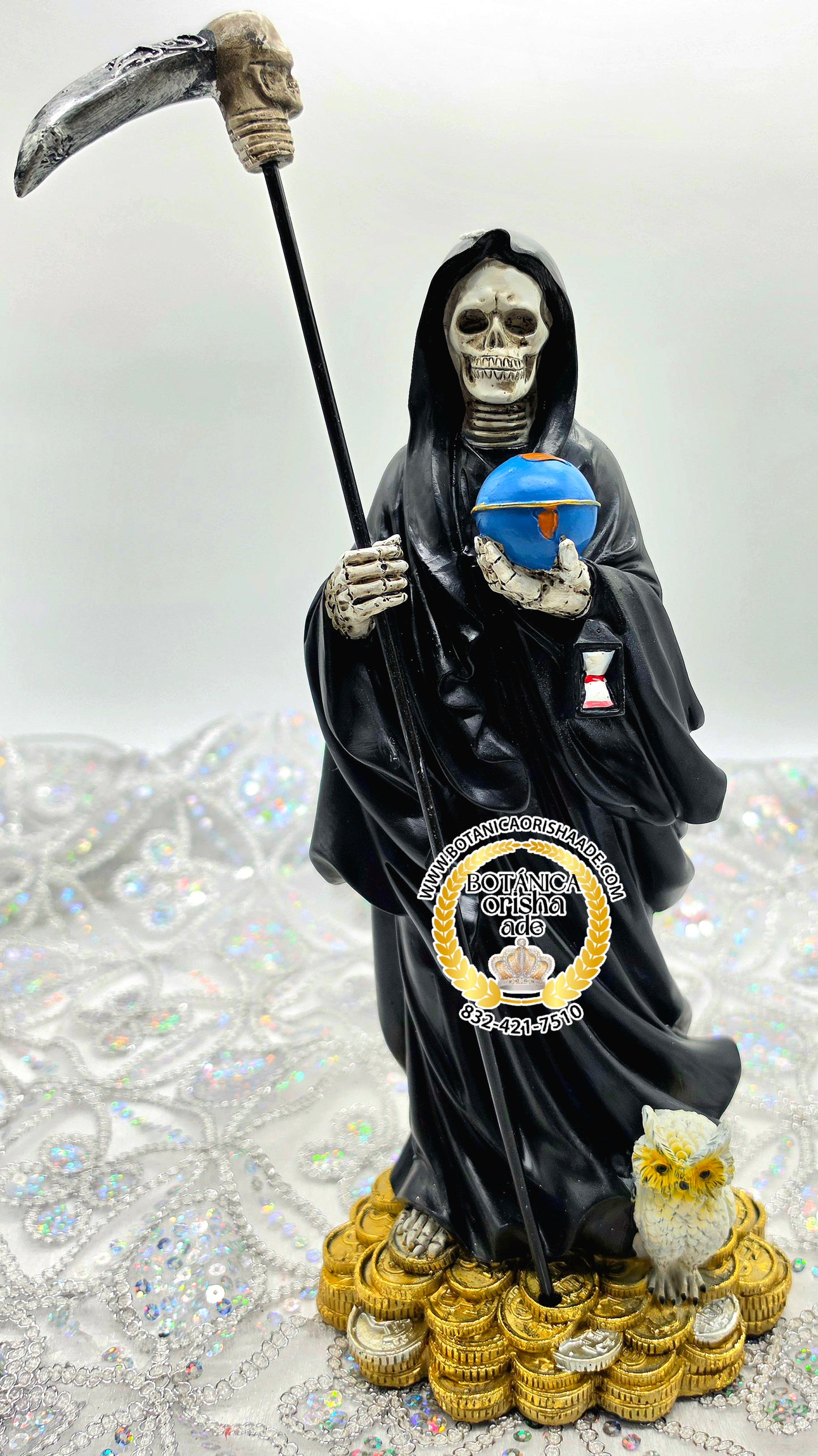 SANTA MUERTE DE DINERO NEGRA 12'