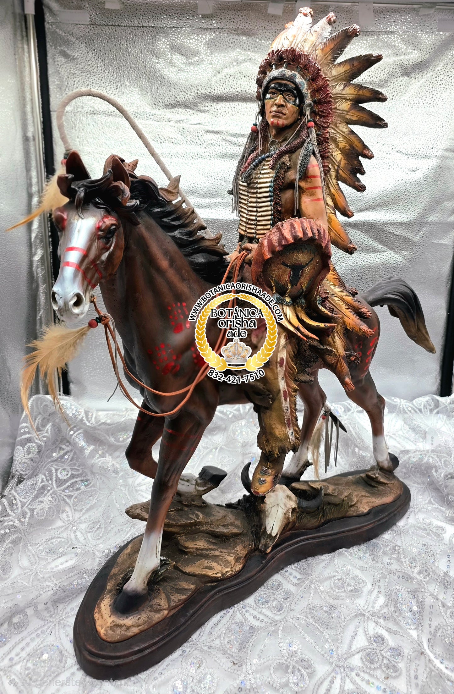 ESTATUA DE INDIO A CABALLO 28"