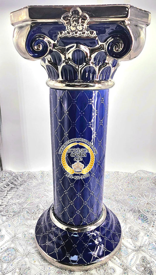 PEDESTAL DE YEMAYA AZUL CON PLATA
