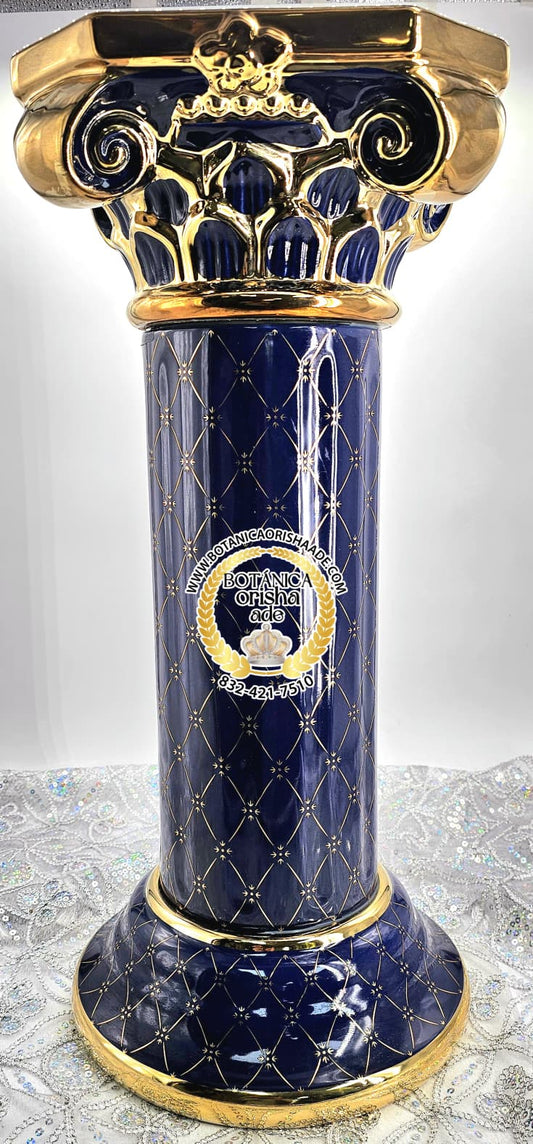 PEDESTAL DE YEMAYA AZUL CON ORO