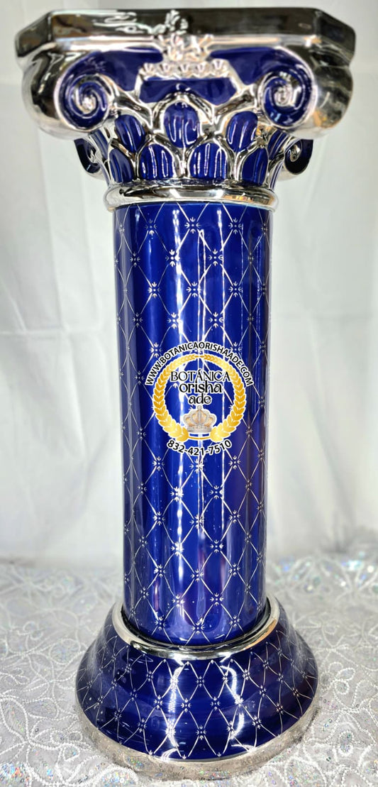 PEDESTAL DE YEMAYA AZUL CON PLATA XL