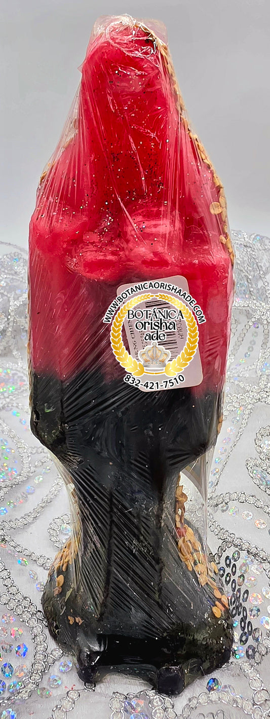 VELA ESTATUA DE LA SANTA MUERTE ROJA Y NEGRA