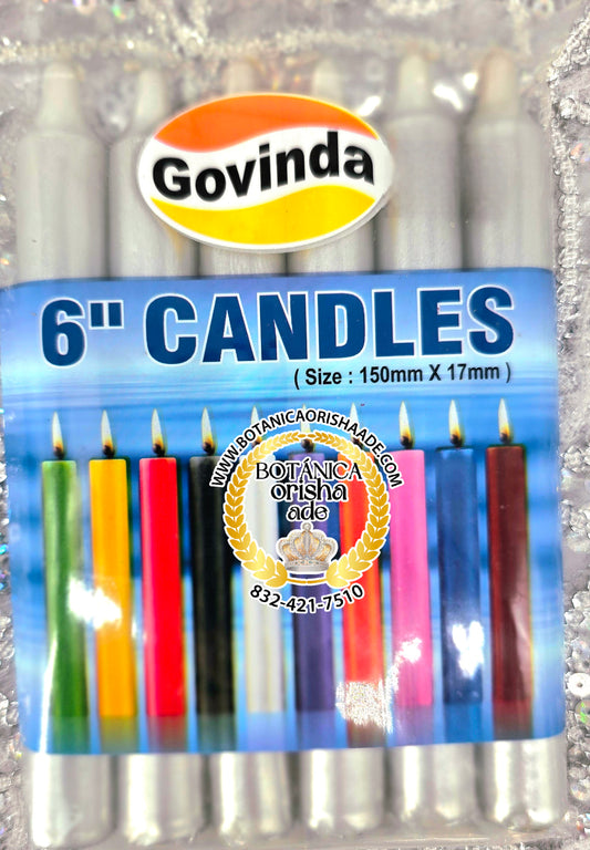 PAQUETE DE 6 VELA DE PALO PLATA