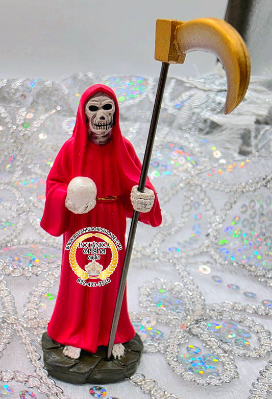 ESTATUA DE LA SANTA MUERTE ROJA CHIQUITA 4"