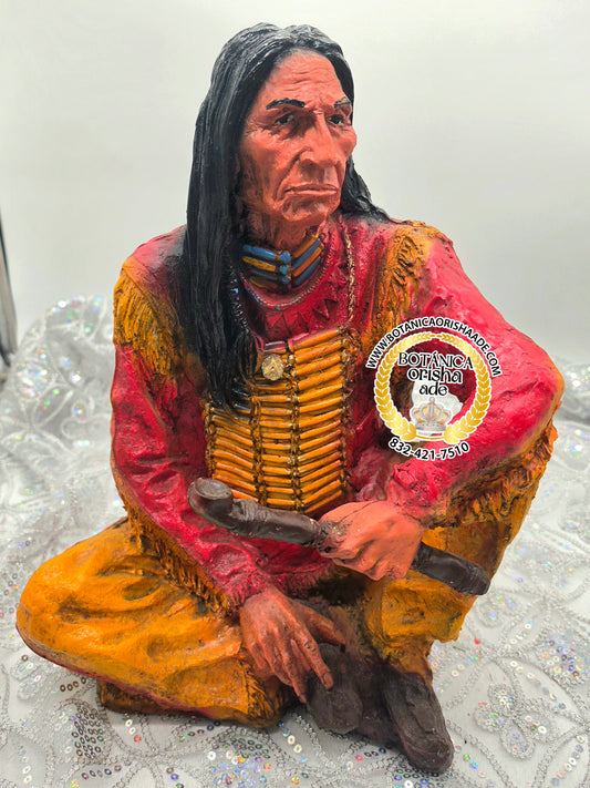 ESTATUA DE INDIO SENTADO 16"