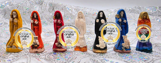 ESTATUA DE LA SANTA MUERTE MINI 7 COLORES 3"