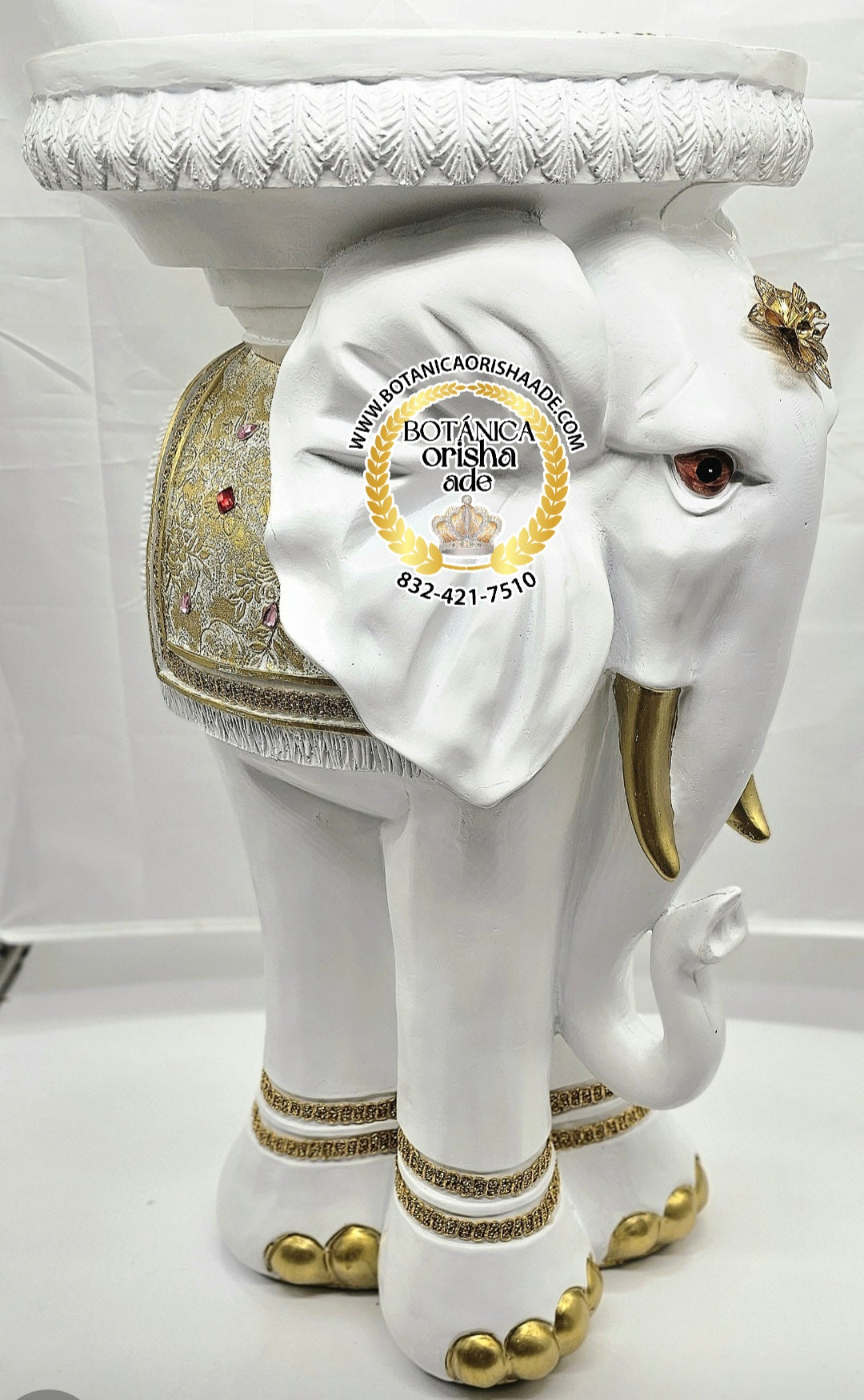 PEDESTAL DE ELEFANTE BLANCA