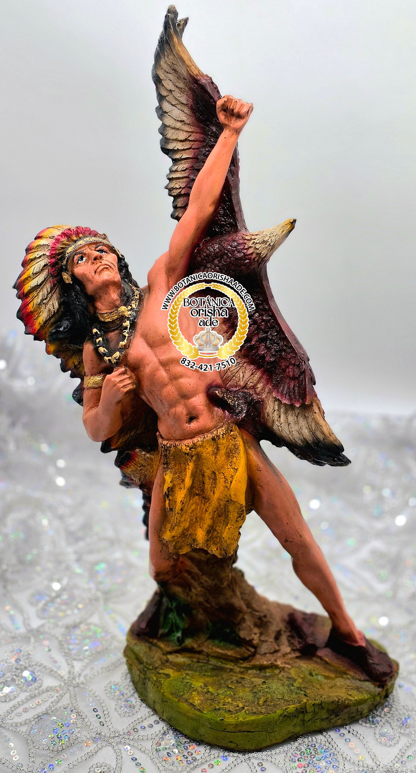 ESTATUA DE INDIO CON AGUILA 21"