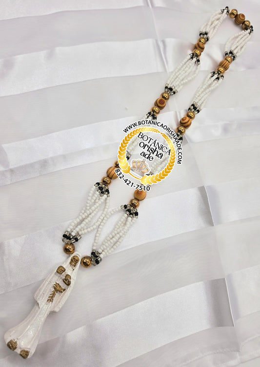 COLLAR DE MAZO DE LA SANTA MUERTE BLANCA