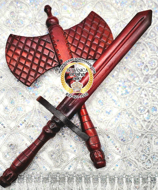 HACHA Y ESPADA DE MADERA (OSCURA)