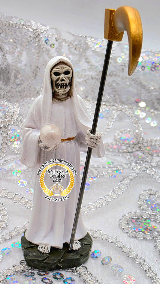 ESTATUA DE LA SANTA MUERTE BLANCA CHIQUITA 4"