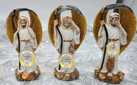 JUEGO DE ESTATUA DE LA SANTA MUERTE BLANCA