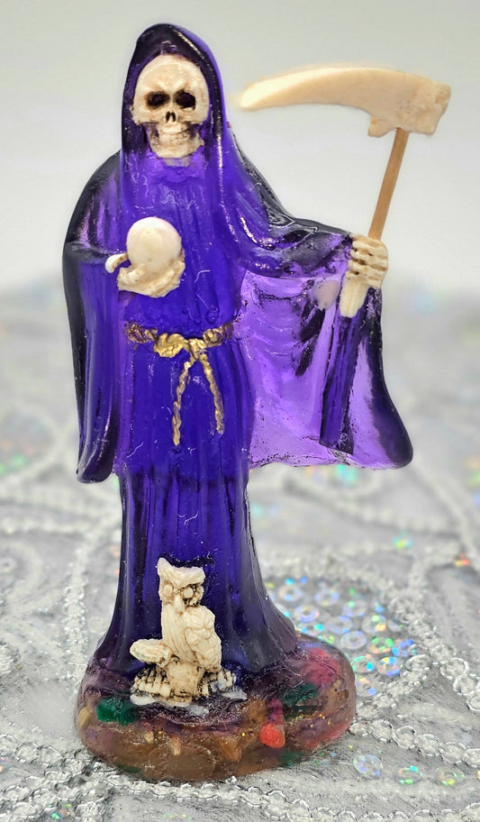 SANTA MUERTE DE CRISTAL MORADA  4'