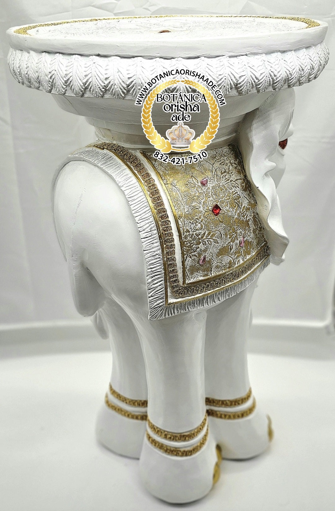 PEDESTAL DE ELEFANTE BLANCA