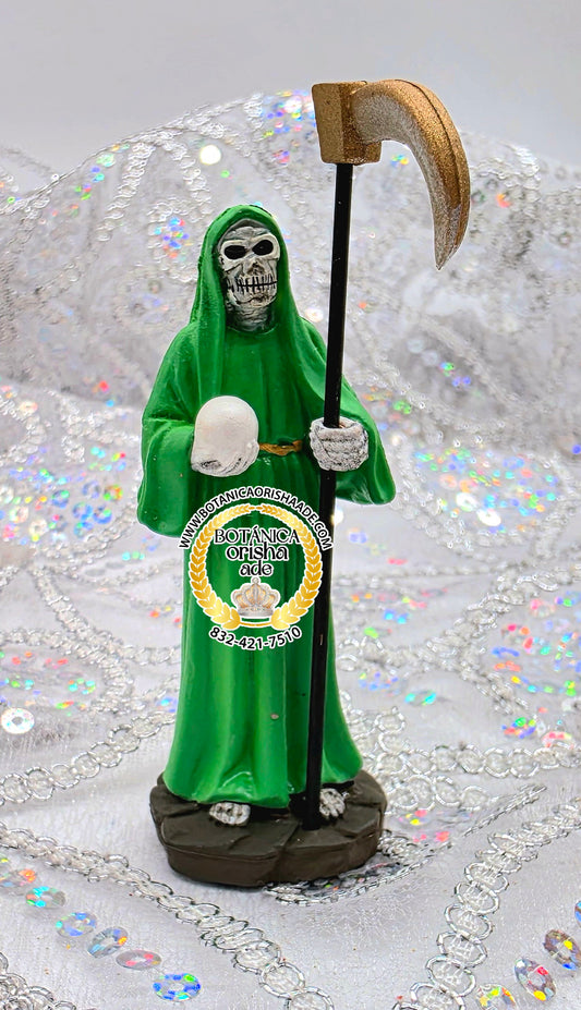 ESTATUA DE LA SANTA MUERTE CHIQUITA VERDE 4"