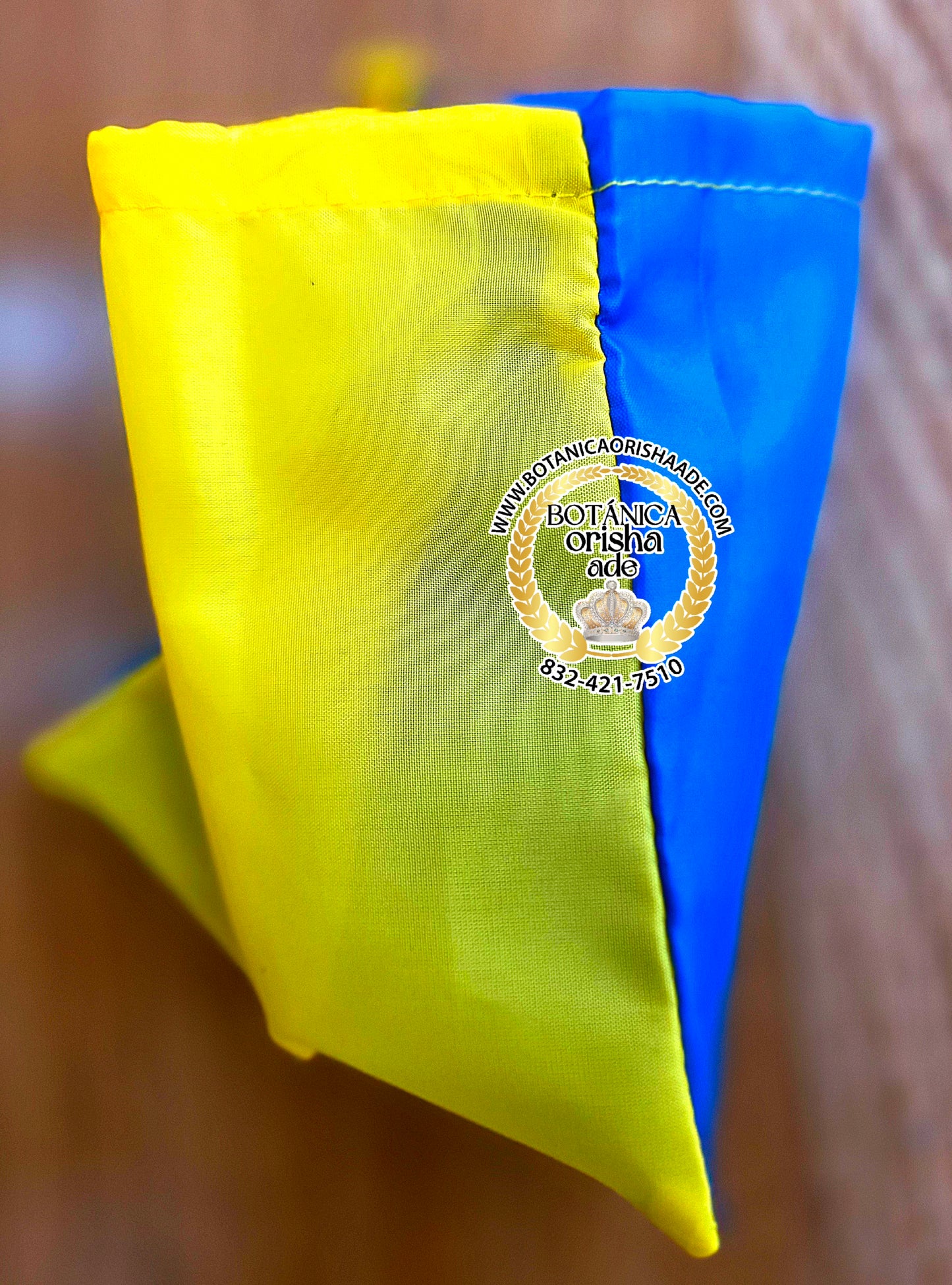 BOLSA DE CARACOL AZUL CON AMARILLO