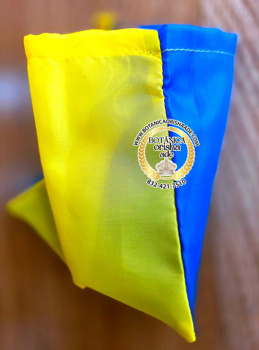 BOLSA DE CARACOL AZUL CON AMARILLO