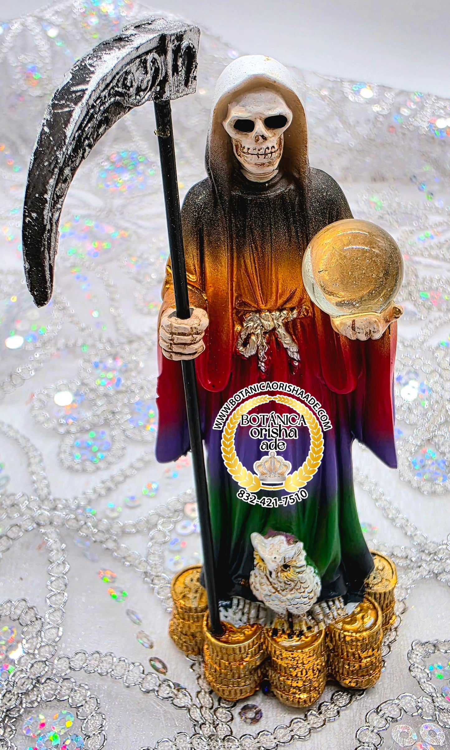 ESTATUA DE LA SANTA MUERTE 7 COLORES 5"