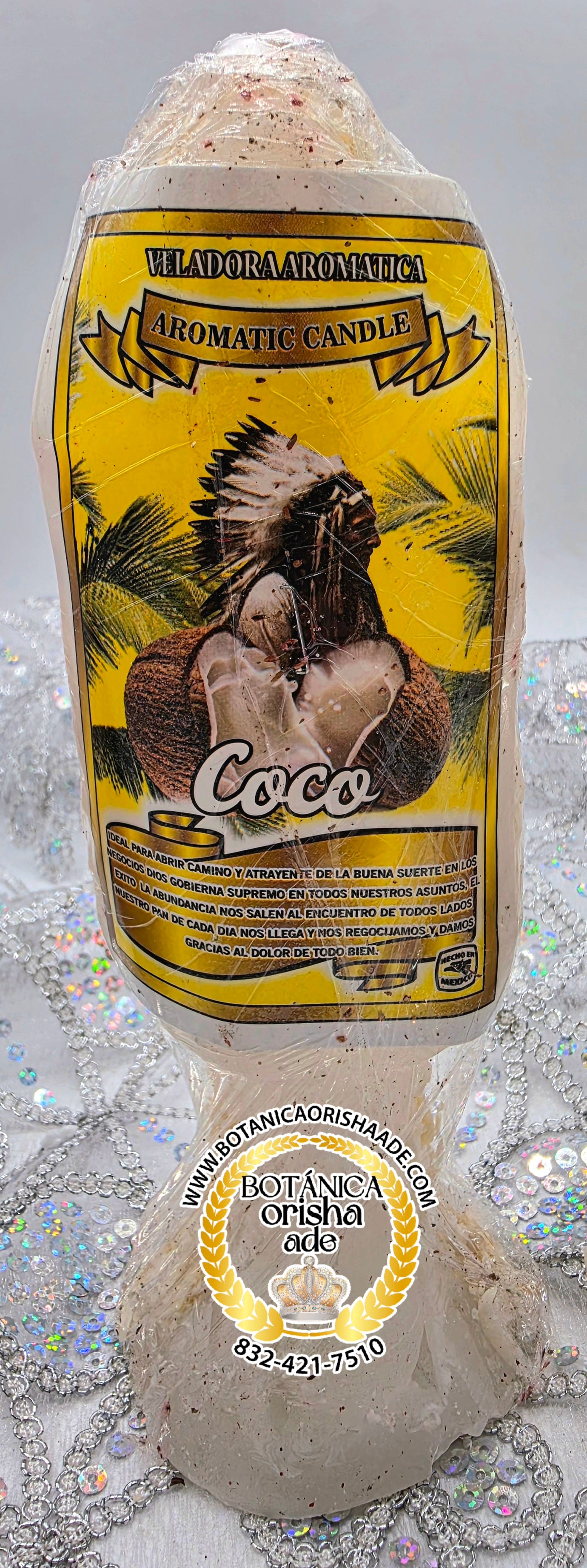 VELA ESTATUA DE LA SANTA MUERTE BLANCA DE COCO