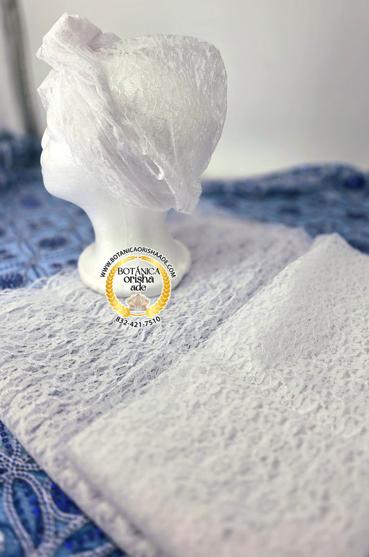 SHAWL CON TURBANTE DE IYAWO BLANCO