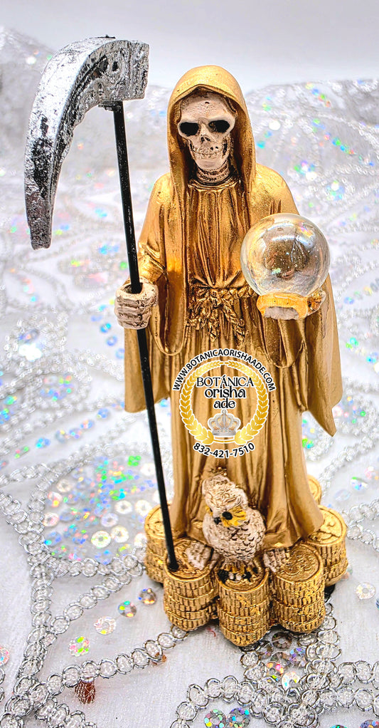 ESTATUA DE LA SANTA MUERTE DORADA 5"
