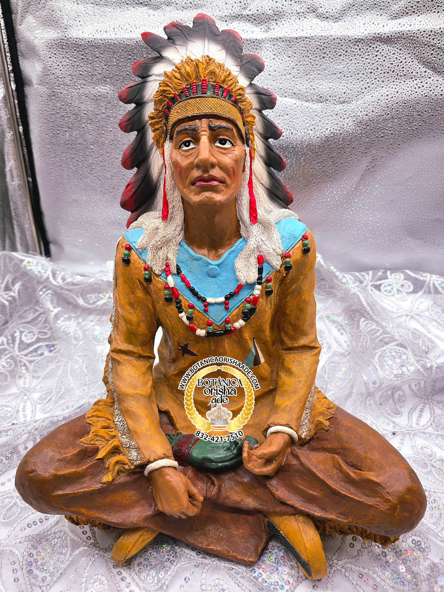 ESTATUA DE INDIO SENTADO 18"