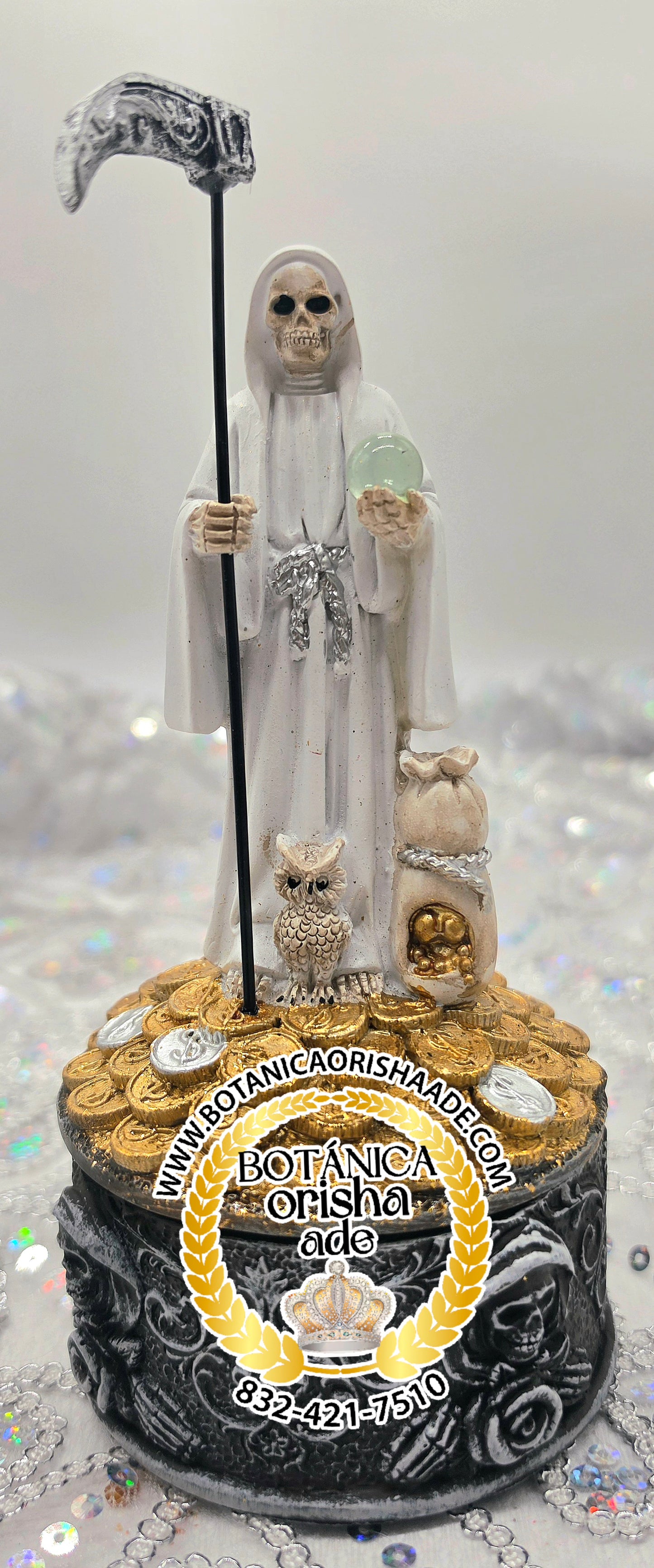 ESTATUA DE LA SANTA MUERTE BLANCA 8"