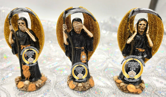 JUEGO DE ESTATUA DE LA SANTA MUERTE NEGRA