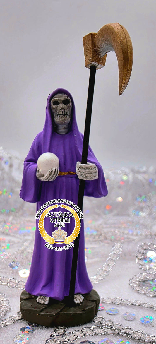 ESTATUA DE LA SANTA MUERTE CHIQUITA MORADA 4"