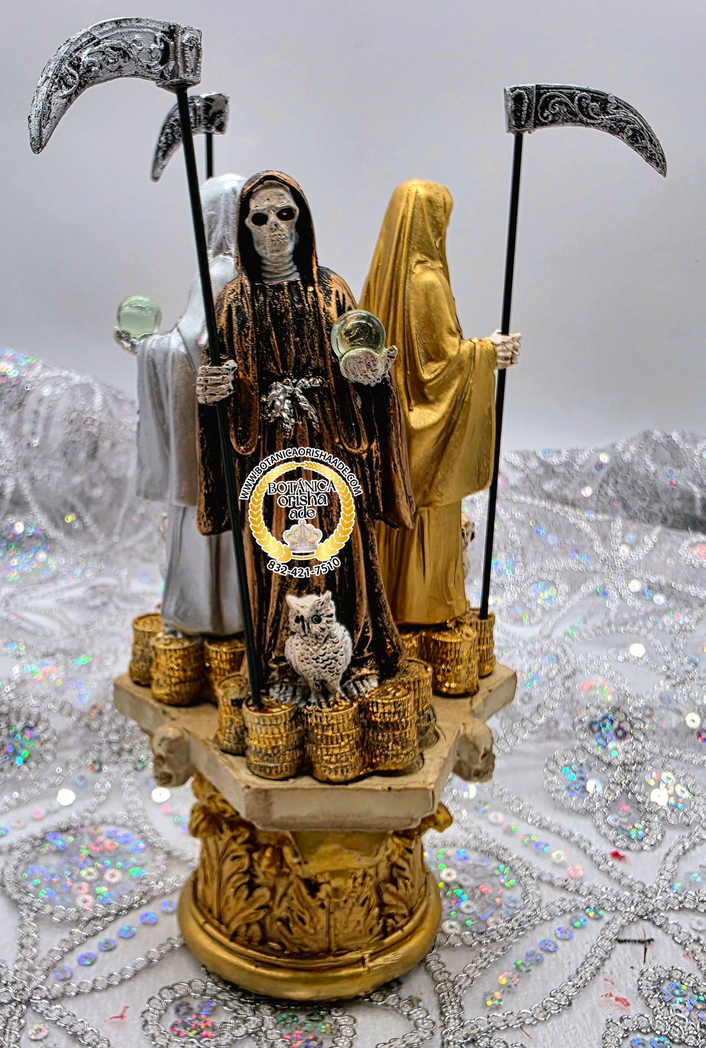 ESTATUA DE LA SANTA MUERTE TRIPLE