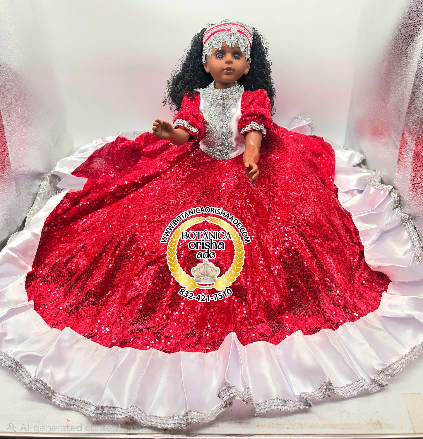 MUÑECA GRANDE VESTIDA DE ROJA CON BLANCO