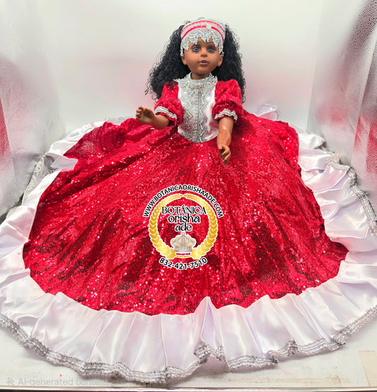 MUÑECA GRANDE VESTIDA DE ROJA CON BLANCO