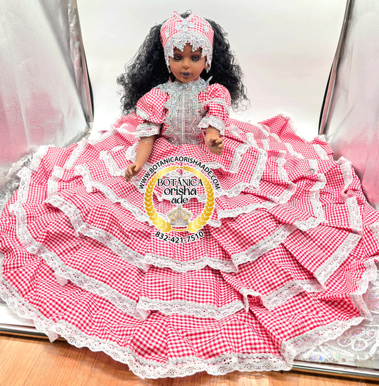 MUÑECA GRANDE VESTIDA DE GINGA ROJA