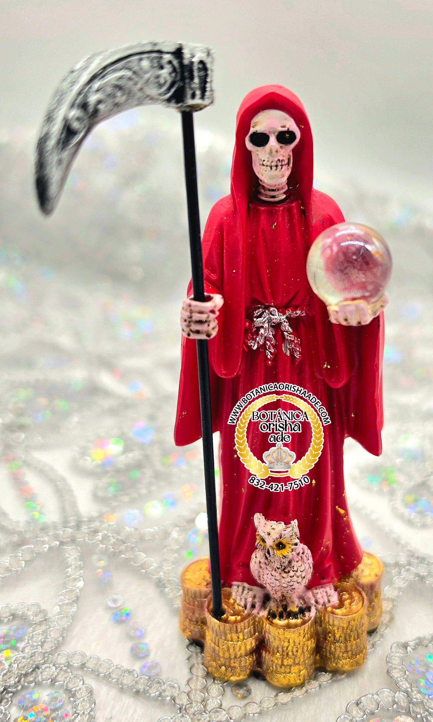 ESTATUA DE LA SANTA MUERTE ROJA 5"