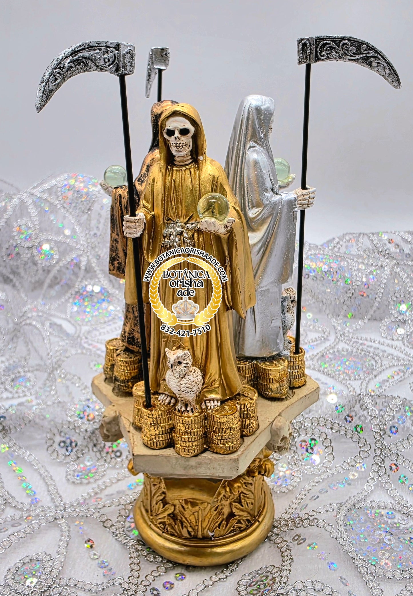 ESTATUA DE LA SANTA MUERTE TRIPLE