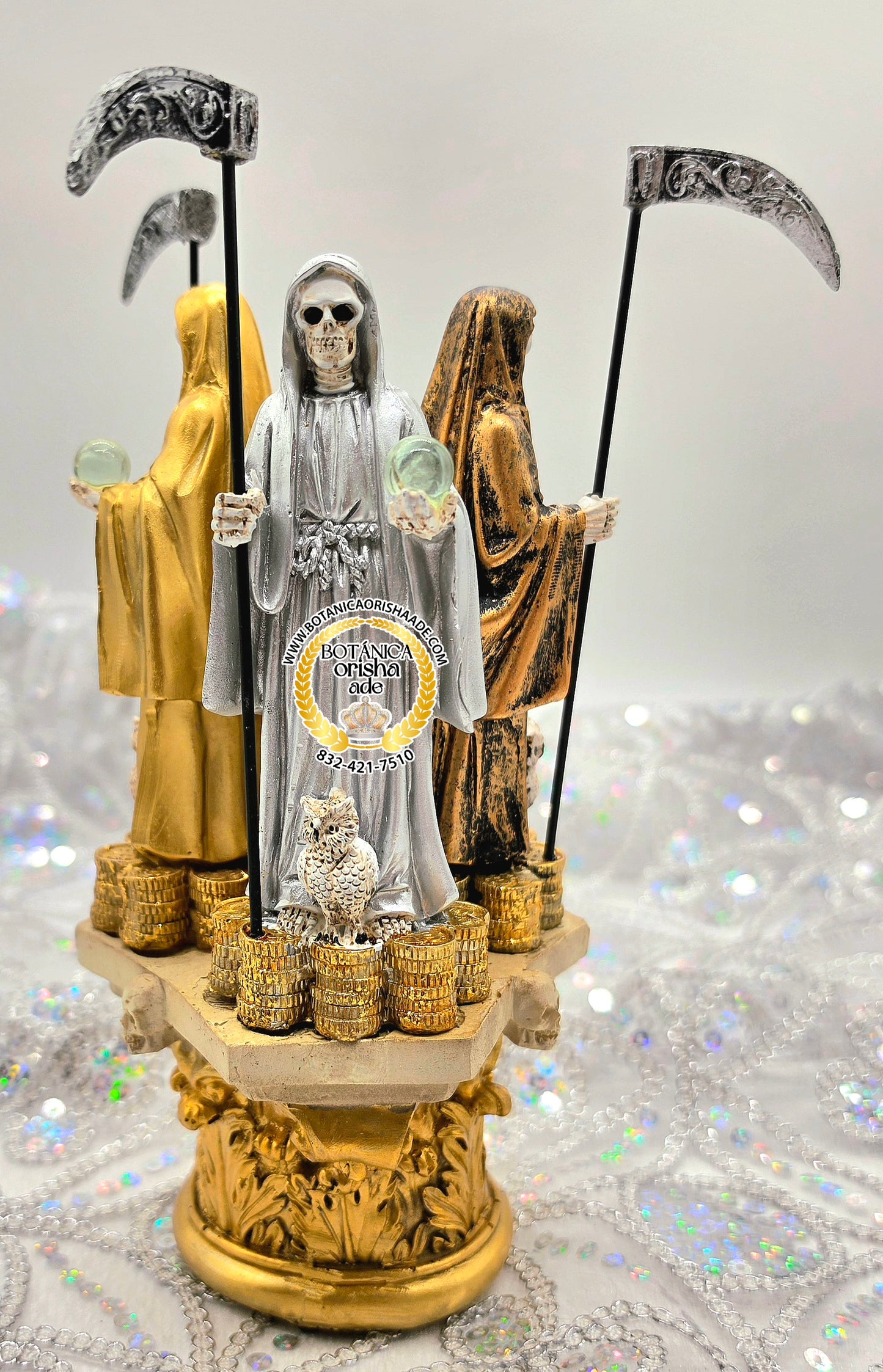 ESTATUA DE LA SANTA MUERTE TRIPLE
