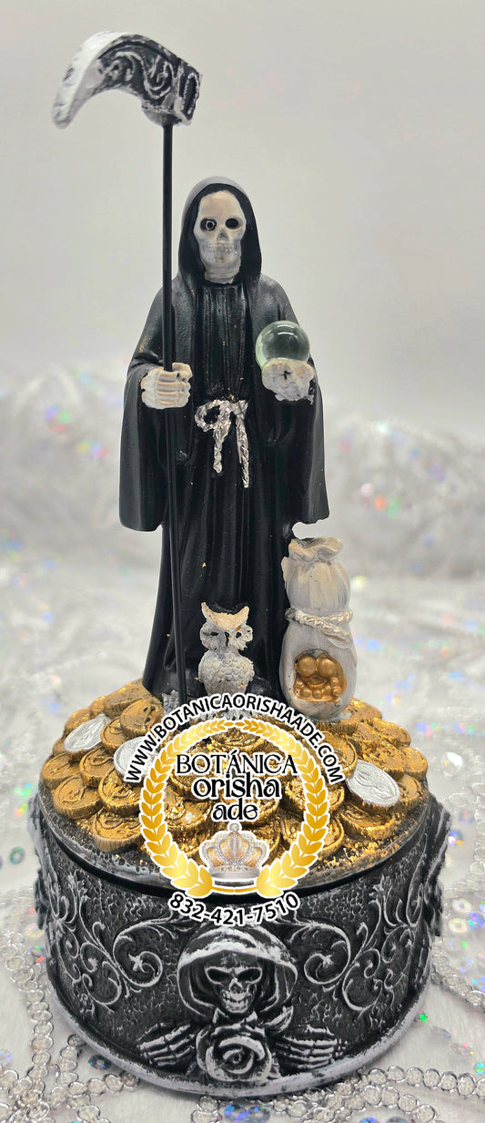 ESTATUA DE LA SANTA MUERTE NEGRA 8"